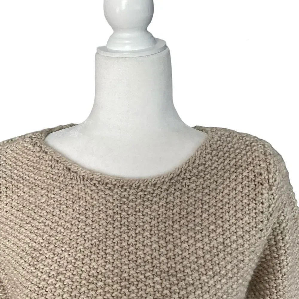 Zara Knit Cream Back Tie Neckline Size M